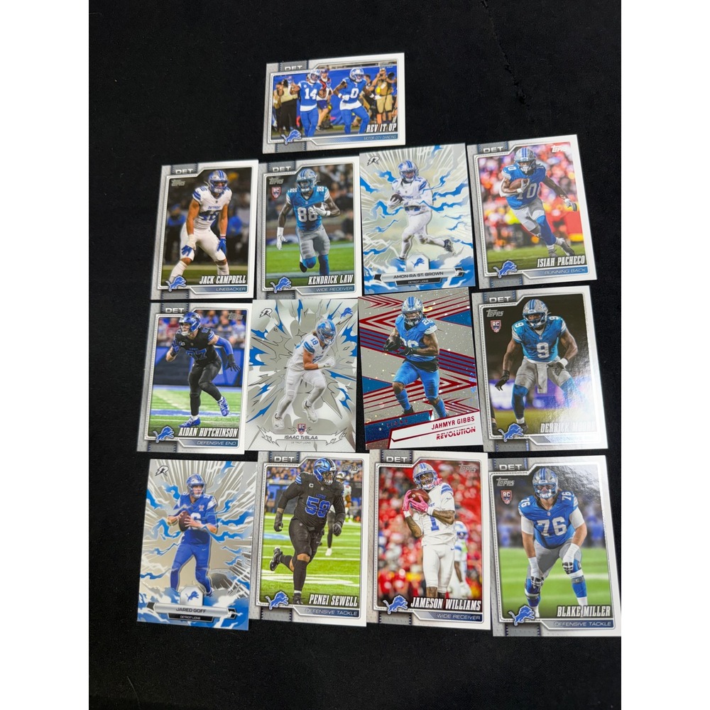 Topps Revolution Detroit Lions Card Lot 12ct Amon-Ra St Brown Goff Gibbs EX NFL